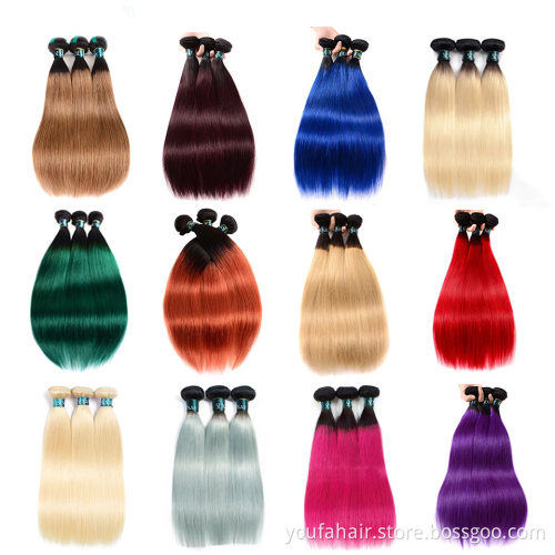 Brazilian Hair Silky Straight 100% Human Hair Bundles Silver Ombre Color Two Tone Light 1b Gray Virgin Remy Hair Extension Weave